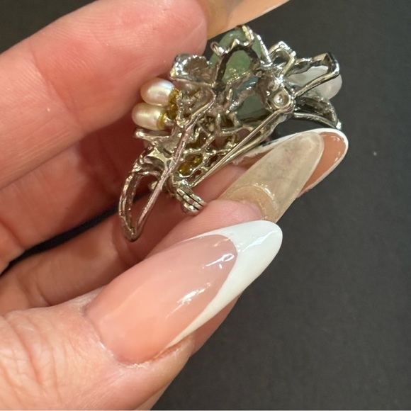 Vintage Jade and real pearl pendant/brooch - Picture 7 of 9